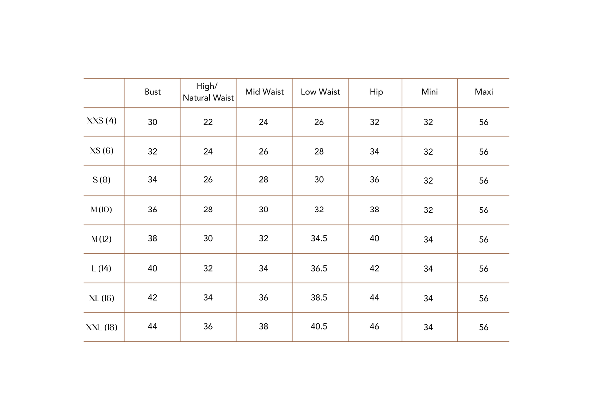 Size Chart Guide 2