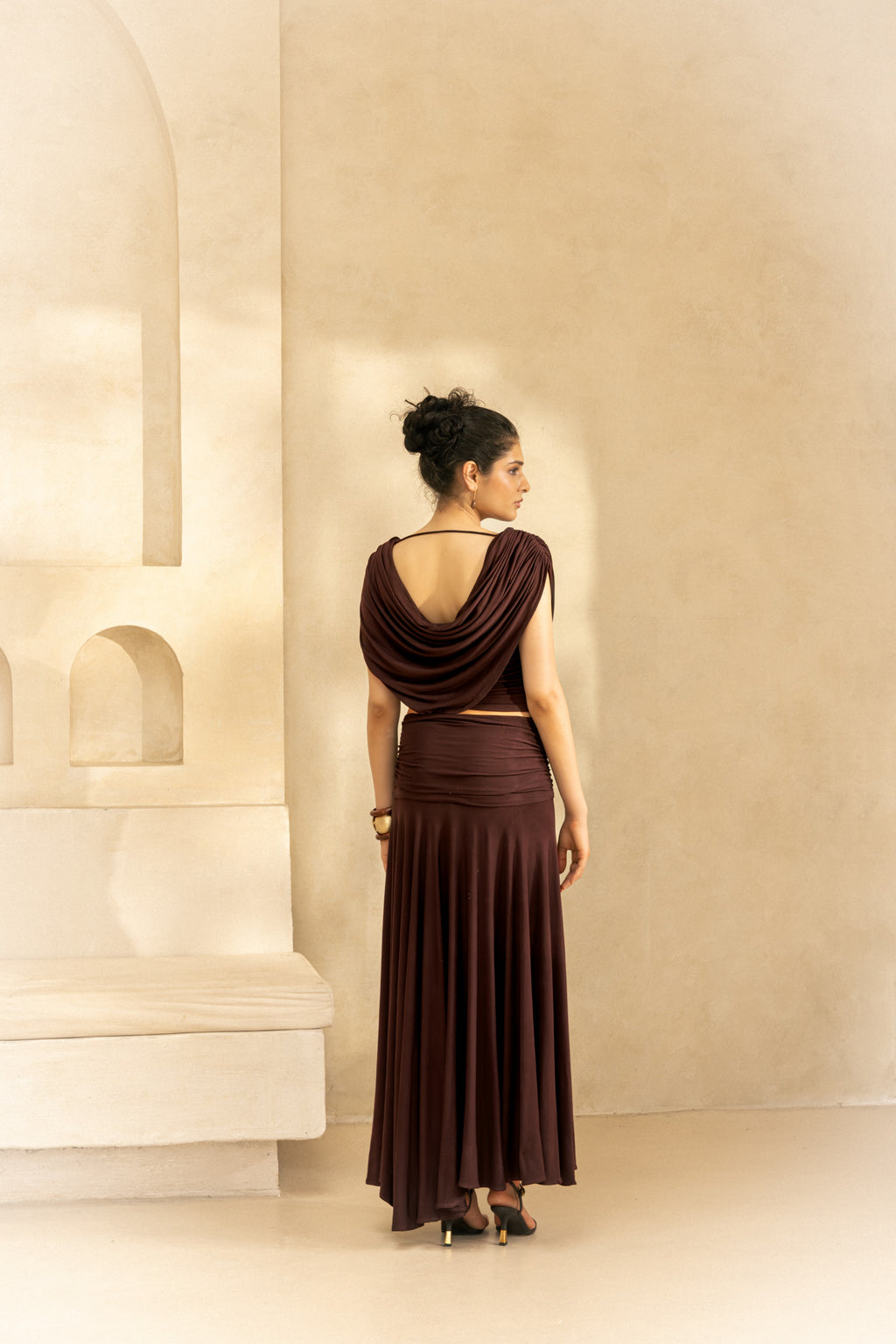 ELLIE — Gathered Yoke Maxi Skirt