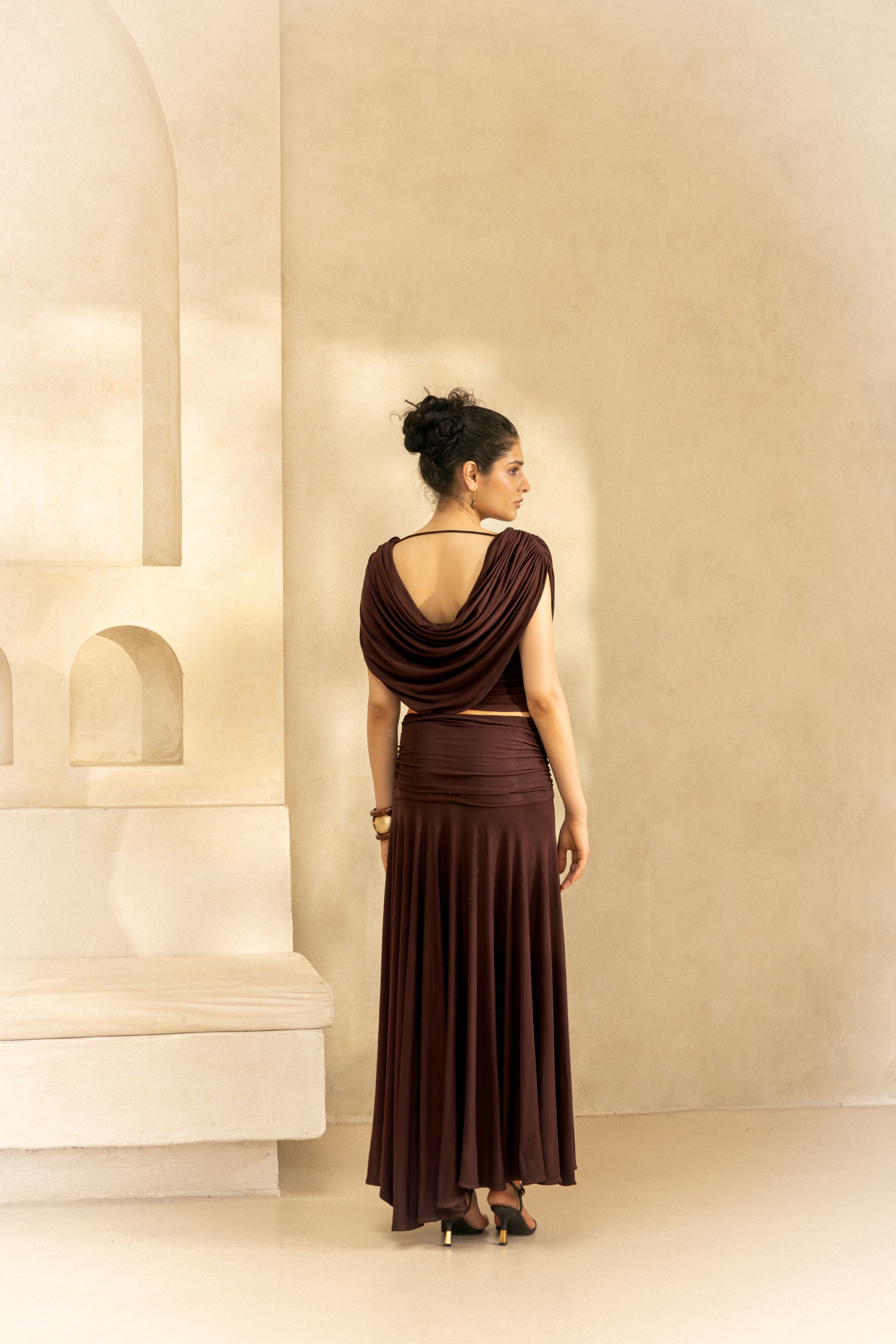 ELLIE — Gathered Yoke Maxi Skirt